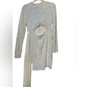 White iridescent sequin dress